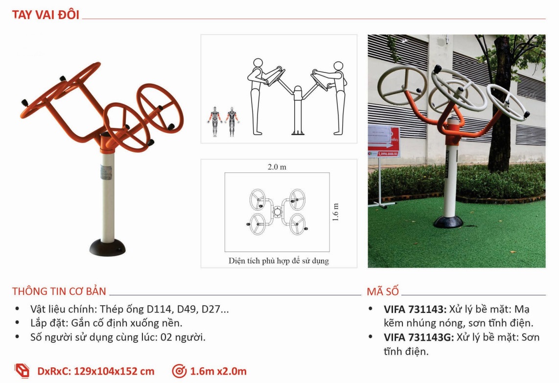 Máy Tập Ngoài Trời Tay Vai Đôi VIFA731143