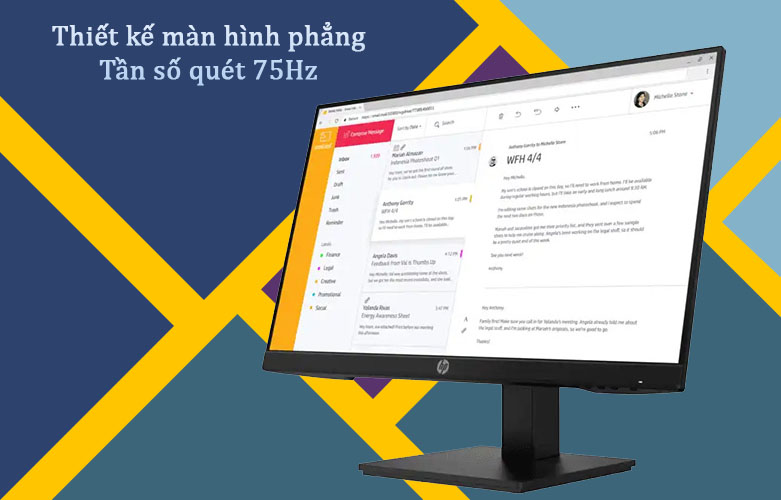 Màn hình LCD HP 23.8" P24h G4 FHD 7VH44AA | Thiết kế màn hình phẳng