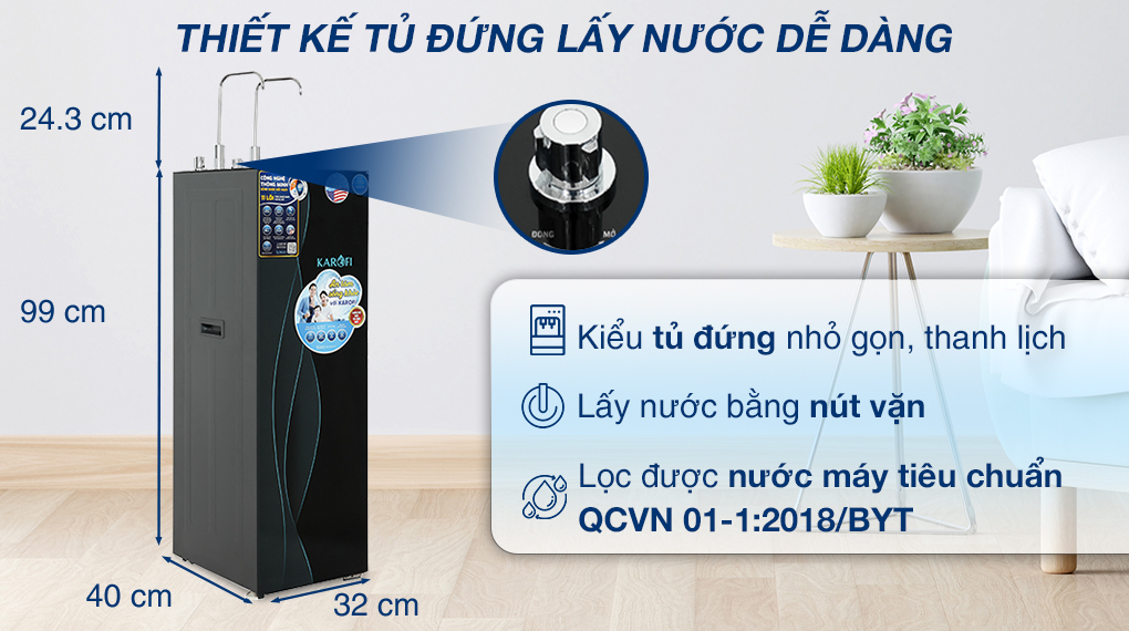 Máy lọc nước RO nóng nguội lạnh Karofi KAD-X68 11 lõi - Thiết kế Máy lọc nước RO nóng nguội lạnh Karofi KAD-X68 11 lõi - Thiết kế