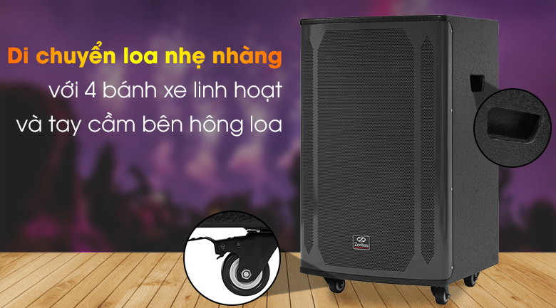 Loa Karaoke Zenbos K-200 600W - Bánh xe linh hoạt